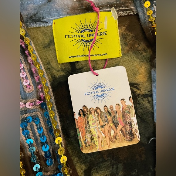 Festival Universe green ice tie dyed sequin embellished kimono robe dream coat - Picture 10 of 16